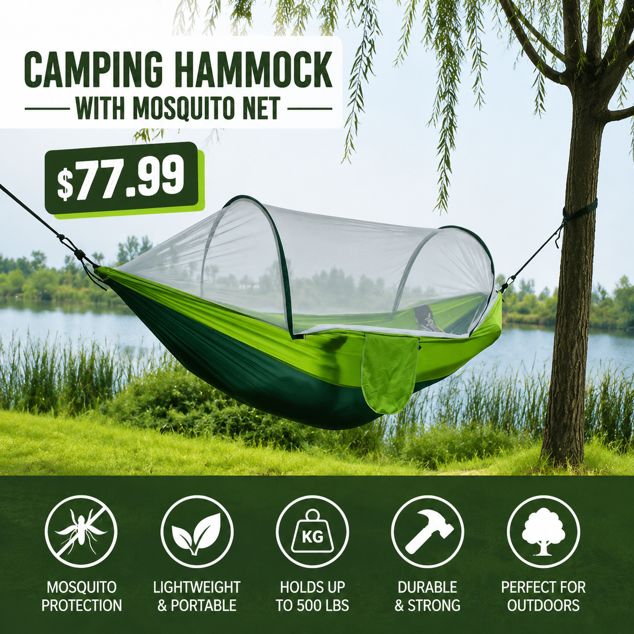 Camping Hammock with Mosquito Net